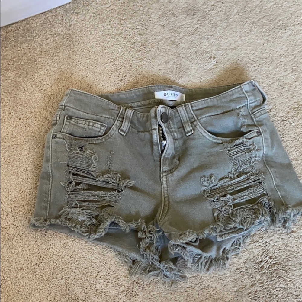 Guess army green high rise shorts